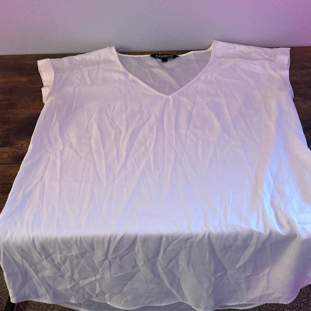 Express Women's White V-Neck Top